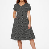 Dolly Dotty Swing Dress in Black