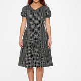 Dolly Dotty Swing Dress in Black