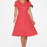 Dolly Dotty Swing Dress in Red
