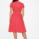 Dolly Dotty Swing Dress in Red