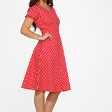 Dolly Dotty Swing Dress in Red