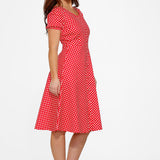 Dolly Dotty Swing Dress in Red