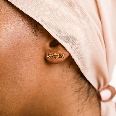 14k Fuck Script Flat Back Studs
