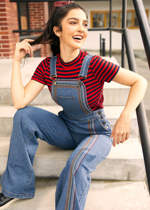 Rainbow With Me Denim Overalls