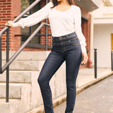 Karaoke Seamstress Buttoned Skinny Jeans (Final Sale)