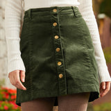 Vogue on Vinyl Button Front Corduroy Skirt