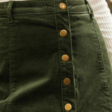 Vogue on Vinyl Button Front Corduroy Skirt
