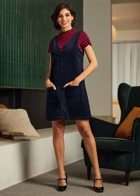Retro Radiance V-Neck Corduroy Dress – ModCloth