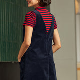 Retro Radiance V-Neck Corduroy Dress