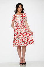 White & Red Cherry Dress
