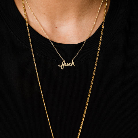 Fuck Script Necklace Sterling Silver