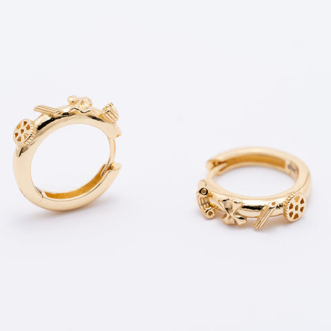 Pasta Sterling Silver Huggie Hoop Earrings