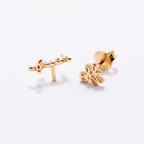 Fuck Off Script Stud Earrings