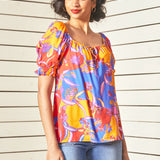 In All My Vibrance Peasant Blouse in Bali Floral (Final Sale)