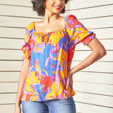 In All My Vibrance Peasant Blouse in Bali Floral (Final Sale)