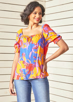 In All My Vibrance Peasant Blouse in Bali Floral