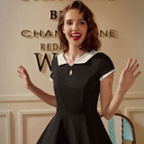 Black & White Keyhole Swing Dress