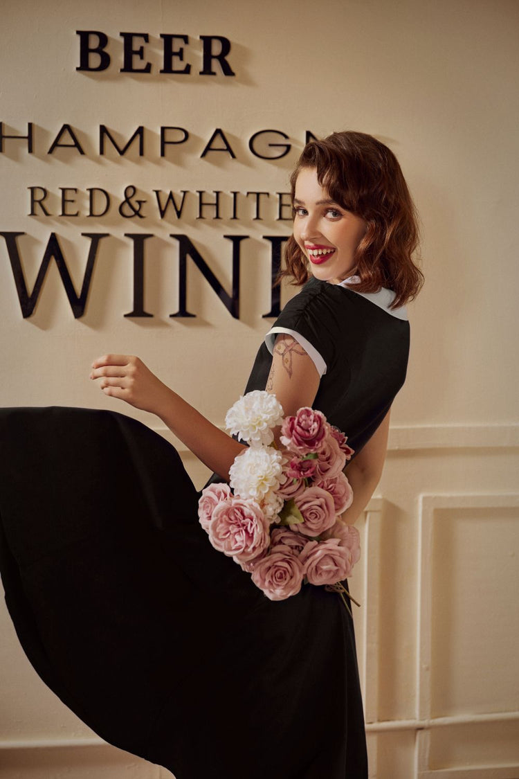 Black & White Keyhole Swing Dress