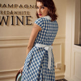 Blue Checker Swing Dress