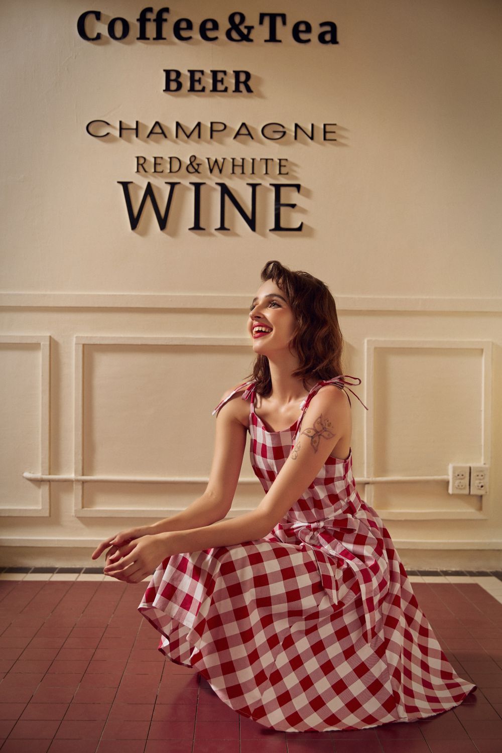 Red & White Picnic Swing Dress