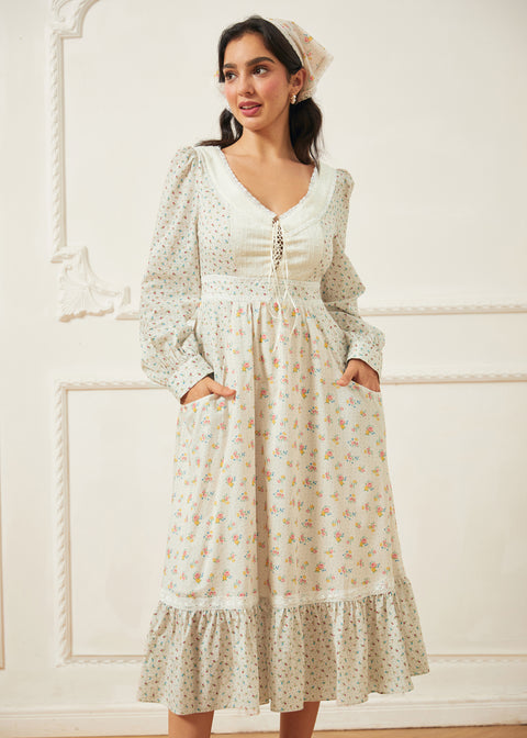 GUNNE SAX for ModCloth Rose Lace-Up Cotton Midi Dress Mia Bouquet / 3X GUNNE SAX for ModCloth Rose Lace-Up Cotton Midi Dress Mia Bouquet / 3X