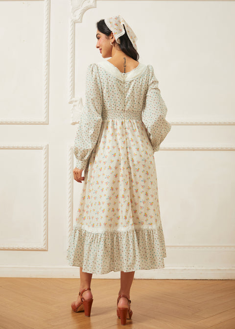 GUNNE SAX for ModCloth Rose Lace-Up Cotton Midi Dress Mia Bouquet / 3X GUNNE SAX for ModCloth Rose Lace-Up Cotton Midi Dress Mia Bouquet / 3X