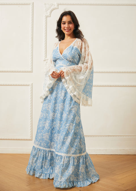 long dress with bell sleeves MGNY Madeline Gardner New York 72830 Long Bell Sleeves Formal Dress