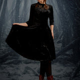 Black Diamond Velvet Swing Dress