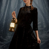 Black Diamond Velvet Swing Dress