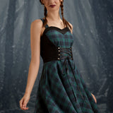Green Plaid Swing Dress