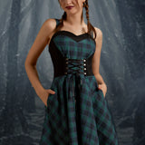 Green Plaid Swing Dress