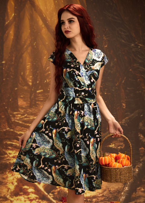 Peacock on Branches Greta Dress