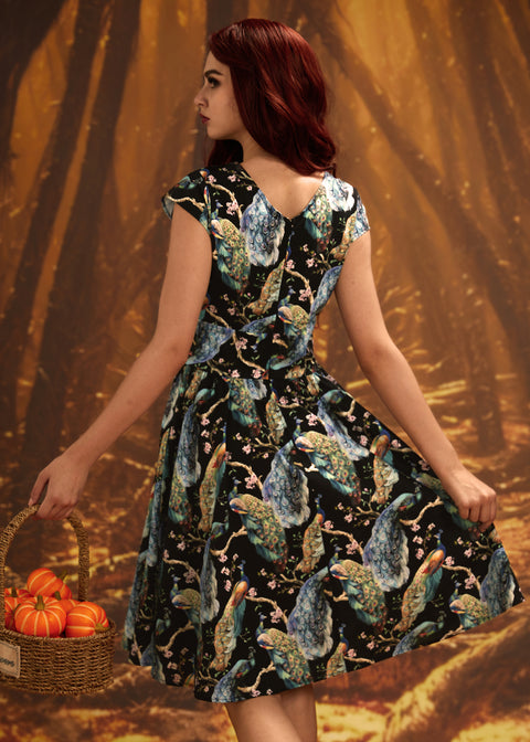 Peacock on Branches Greta Dress