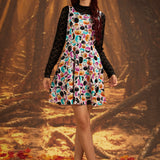 Stretch Cotton Skater Dress Pumpkin & Crow Print