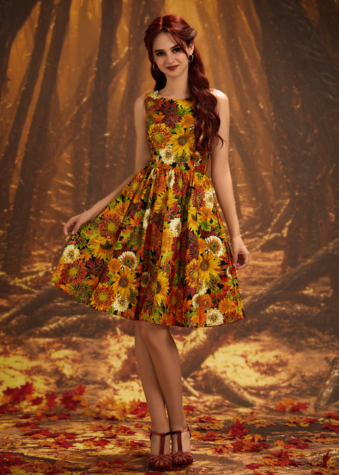 Sunflower Floral Vintage Dress