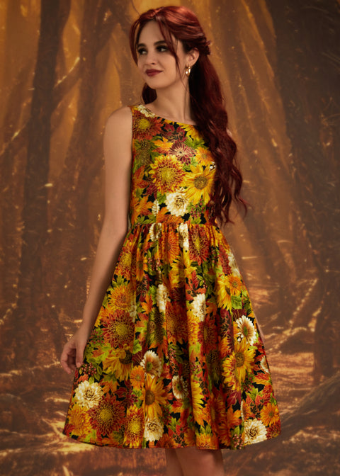 Vintage Style Midi Dress Sunflower Floral ModCloth Vintage Style Midi Dress Sunflower Floral ModCloth