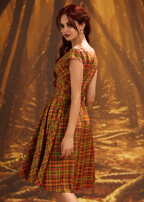 modcloth red plaid dress ModCloth plaid Fit&Flare dress size M