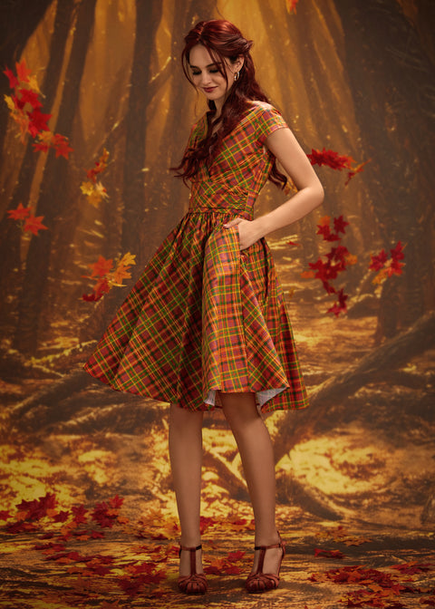 plaid orange dress Darlene Orange Plaid Dress by Hell Bunny Modern Millie