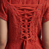 Red Jacquard Battalion Swing Dress