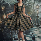 Black Plaid Swing Dress