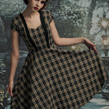 Black Plaid Swing Dress