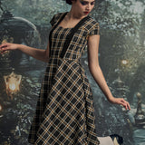 Black Plaid Swing Dress