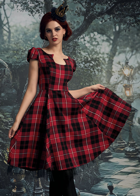 Red Plaid Swing Dress