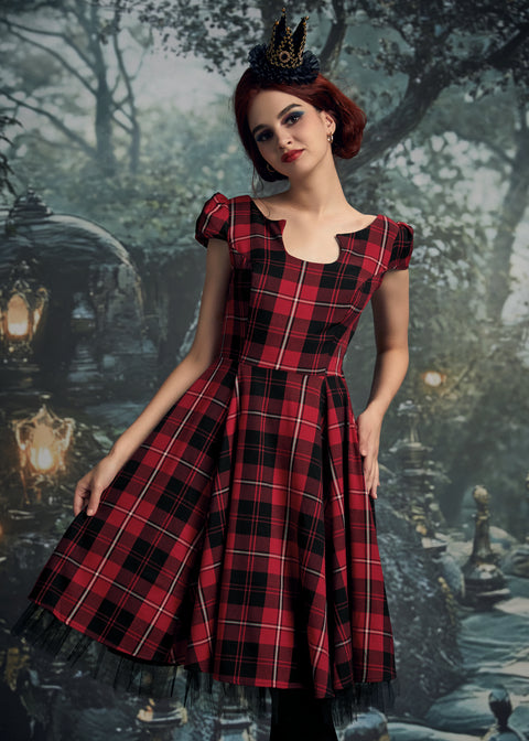 Red Plaid Swing Dress