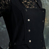 Black Floral Vest Back Split