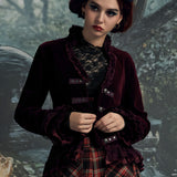 Burgundy Gloria Velvet Tailed Jacket