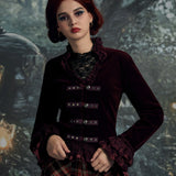 Burgundy Gloria Velvet Tailed Jacket