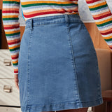 A Spring Fling Button Down A-Line Jean Skirt (Final Sale)