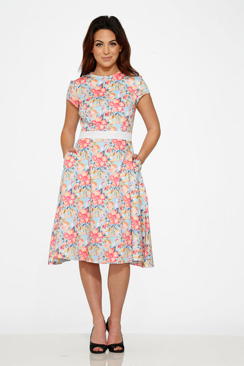 Sweet Hibiscus Swing Dress