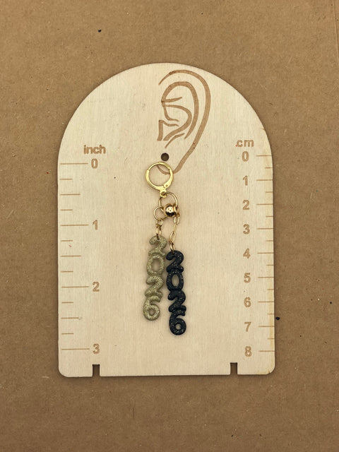 Jump Into 2026 Sparkly Black Earrings